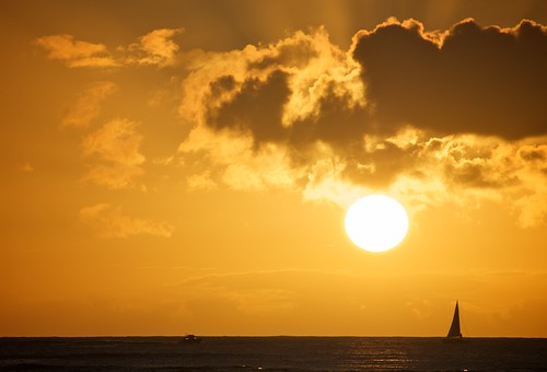 Hawaii Sailboat at Sunset