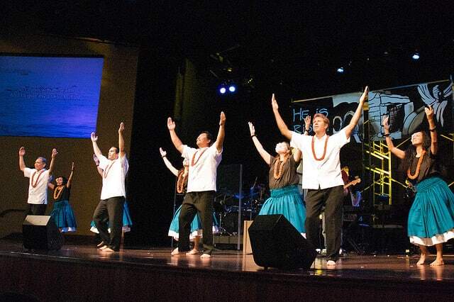 Hula performed in a Hawaiian church