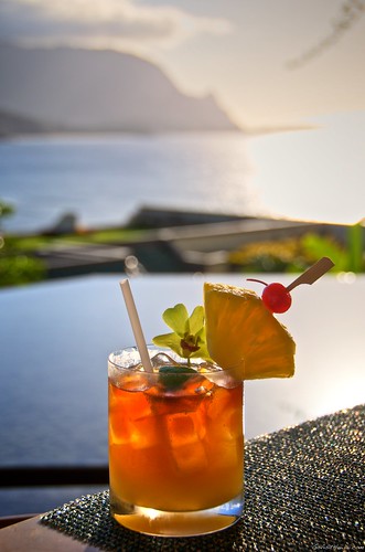 Tropical drink at sunset from Makana Terrace