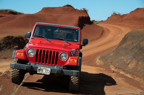 Off roading on Lanai in a Jeep