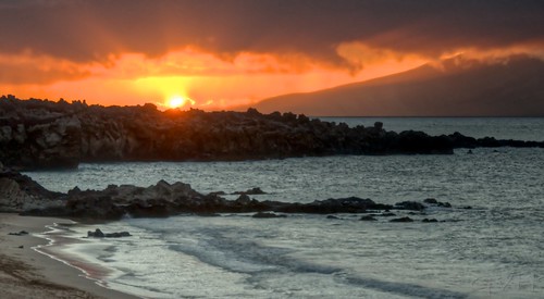 Kapalua sunset from Oneloa Bay